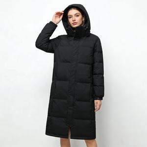 Veste d'hiver Boying pour <span class=keywords><strong>femme</strong></span>, <span class=keywords><strong>longue</strong></span>, au-dessus du genou, épaisse, ample, en nylon, écologique, coupe-vent, avec capuche amovible, style couple - Product Image 4