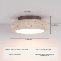 Lampu Plafon Batu Travertin Gaya Nordic Wabi Sabi 20cm untuk Lorong, Balkon, Koridor, Tangga, Foyer, Gaya Abad Pertengahan, Warna Kuning