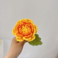 Buket Bunga Peony Rajutan Tangan dari Katun, Hadiah Rajutan Bunga untuk Natal dan Tahun Baru Imlek