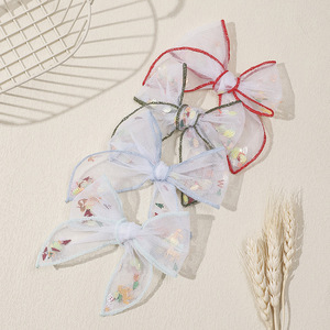 Nouvelles pinces à <span class=keywords><strong>cheveux</strong></span> en tissu à sequins pour enfants, nœuds latéraux pour filles, décoration de <span class=keywords><strong>cheveux</strong></span> en maille pour Noël et anniversaires - Product Image 4