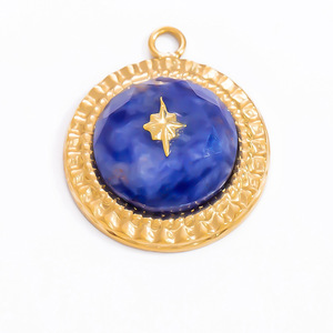 จี้สแตนเลสทรงดาวเรขาคณิตสไตล์โบฮีเมียน หินอาเกตธรรมชาติรูปทรงผสม สำหรับทำสร้อยคอ PJ91529A - Product Image 4