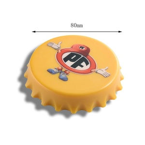 Ouvre-bouteille de bière personnalisé de couleur jaune, design en forme de bouchon de bouteille, style mode, vente en gros - Product Image 2