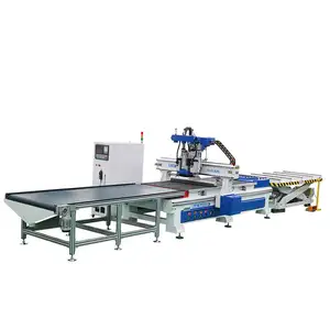 Cabinet doors making machine 1300*2500mm 4 axis router cnc 1325 with automatic loading and unloading platform