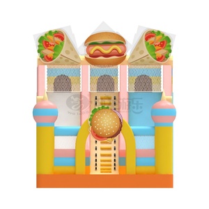 WOLONG Food Tobogán Inflable <span class=keywords><strong>de</strong></span> PVC Ecológico <span class=keywords><strong>de</strong></span> 3 Carriles con Certificación CE, <span class=keywords><strong>Castillo</strong></span> Hinchable <span class=keywords><strong>de</strong></span> Hamburguesas y Pizza, Tobogán Personalizable en Tamaño y Color - Product Image 3