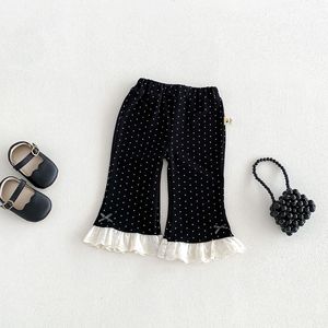 Pantalones de <span class=keywords><strong>Campana</strong></span> de Algodón Suave con Volantes de Encaje y Puntos Estilo Coreano para Bebés Niñas - Colección Otoño - Product Image 4