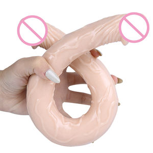 Masturbador Lésbico de Doble Cabeza Simulada <span class=keywords><strong>Extra</strong></span> Largo, Juguetes Sexuales de TPE Suave y Silicona para Mujeres, Consolador Doble Gay - Product Image 5