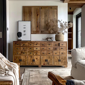 Mueble de Almacenamiento Moderno de Estilo <span class=keywords><strong>Chino</strong></span> con Ocho Cajones, de Madera Maciza de <span class=keywords><strong>Olmo</strong></span> Rústico, para Organización del Hogar y Villas - Product Image 1