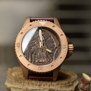 Montre pour homme en bronze étamé personnalisée, saphir gravé en 3D, rétro, automatique, mécanique, de plongée - Product Image 3