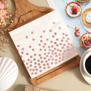 Paper Napkins White Rose Gold Polka Dots 330mm Disposable For Birthday Parties Decorations - Product Image 2