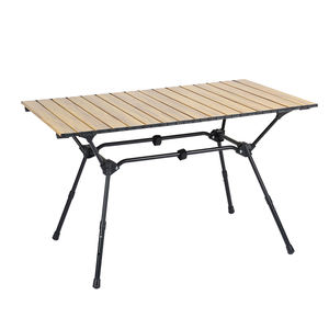Custom Outdoor Lightweight Wood Grain Aluminum Roll up Foldable Camping Picnic <b>Table</b> With Carry Bag - Product Image 4