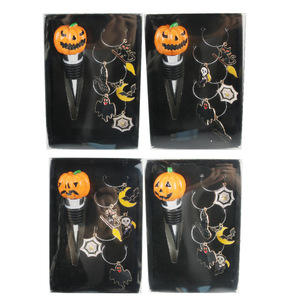 Chenxusheng Halloween Wine Stopper With Glass Ring Set Pumpkin Shape Reusable Bottle For Party Decor - Product Image 3