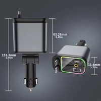 Cargador de Coche Superrápido 4 en 1 de 120W con Cables Retráctiles Dobles Tipo-C, Carga Rápida Multi-puerto para Teléfonos Inteligentes