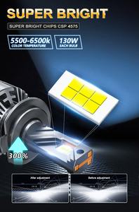 GPNE 130B Phare LED haute puissance 260W H4 6000k Lampe LED automobile 3 <span class=keywords><strong>tubes</strong></span> en cuivre H11 Feux de voiture LED - Product Image 6