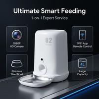 Distributeur automatique de nourriture pour animaux de compagnie intelligent avec caméra 1080P, alimenté par batterie, étanche, avec bol en plastique