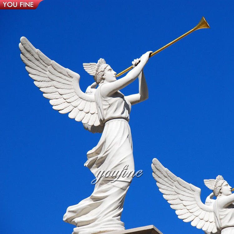 Outdoor Life Size Hand Carved Natural Stone Marble Angel Statue