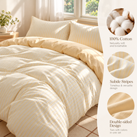 Ensemble de literie en coton 100% uni, 4 pièces, housse de couette tissée, drap, taie d'oreiller, 300TC, literie pour la maison