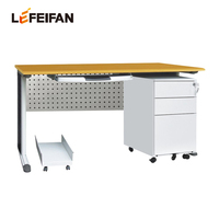 Bureau d'ordinateur en acier avec plusieurs styles au choix, plateau en MDF, tiroirs et support pour clavier et unité centrale