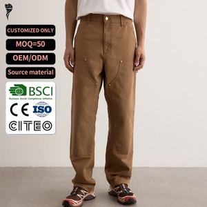 OEM High Quality Custom Streetwear Vintage Cargo Denim Men Double Knee Carpenter <b>Pants</b> - Product Image 1