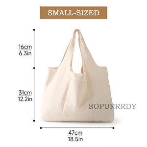Bolsa de Mano Personalizada con Logotipo, Color Beige Natural, Duradera, de Gran Capacidad, de Lona de Algodón, Plegable, con Bolsillo - Product Image 2