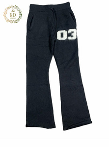 KD maglieria produttore Logo personalizzato Odm Oem uomo pantaloni in maglia uomo a righe Mohair <span class=keywords><strong>Blend</strong></span> soffici pantaloncini con coulisse - Product Image 5