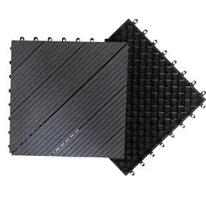 Interlocking Modern 30x30 DIY WPC Interlocking Decking Tiles Brushed 3D Wood Grain Waterproof Anti-Slip For Outdoor Patio Tiles