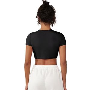 Camisetas de Verano Personalizadas Ecológicas de Algodón Tejido para Mujer, Camisetas de Manga Corta para Chicas, Lisas, Suaves, Transpirables y de Secado Rápido - Product Image 6