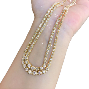 สร้อยคอเทนนิสทองคำขาว 14K พรีเมียม ประดับเพชรธรรมชาติทรงกลมเจียระไนบริลเลียนต์ 16 กะรัต คุณภาพ J-K SI รับรองโดย HRD เครื่องประดับชั้นดี - Product Image 1