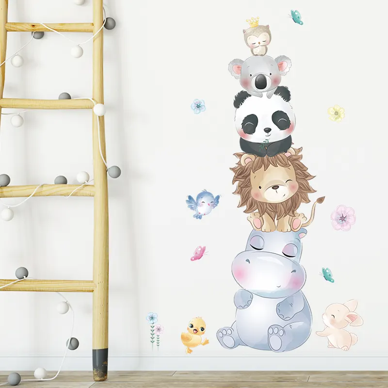 Cartoon Animal Wall Decal DIY Posters Vinyl Elephant Lion Owls Wall Decor for Kids Baby Nursery Bedroom Living Room Playroom