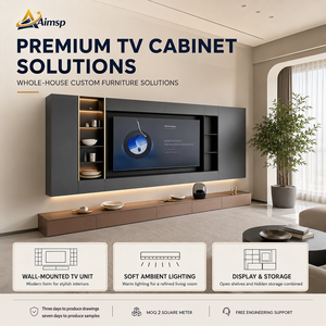 Mobile TV Moderno a Parete Aimsp con <span class=keywords><strong>Design</strong></span> Sospeso e Ripiani Contenitori per un Arredamento Contemporaneo del <span class=keywords><strong>Soggiorno</strong></span> - Product Image 6