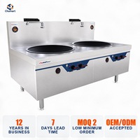 Cuisinière professionnelle en acier inoxydable avec deux grandes marmites pour restaurant, hôtel, restauration