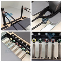Reformer Pilates en aluminium gris mat avec cadre métallique, équipement de fitness professionnel pour studio, avec ressorts de haute qualité