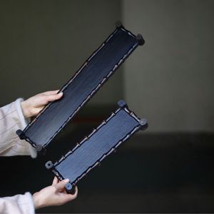 Bamboo Woven Serving <b>Tray</b> Large And <b>Small</b> Handmade Herringbone Pattern Tea Ceremony Accessory - Product Image 2