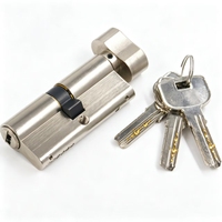 Cylindre de serrure de porte profil européen simple face 6 goupilles avec bouton rotatif et 3 clés informatisées en laiton – Prix de gros Fabricant – Cylindre 70 mm