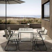 Ensemble de table et chaises d'extérieur en aluminium de style industriel, mobilier de salle à manger pour café, restaurant, table et chaises de patio pour villa, cour