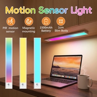 Lampes LED à détecteur de mouvement pour placard, alimentées par piles, éclairage de cuisine, profil en aluminium 5V pour armoire et chambre à coucher