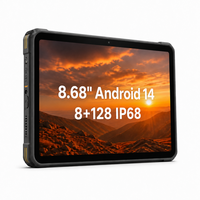 Tablette robuste Android 8,68 pouces avec GPS pour l'extérieur, charge rapide 33W, étanche IP68, batterie 8000mAh, autonomie de 11 heures, 8 Go de RAM, 128 Go de stockage