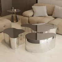 Table basse en acier inoxydable effet miroir, table d'appoint nordique pour canapé d'angle, mobilier de salon, fabricant, vente en gros, OEM, ODM, sur mesure