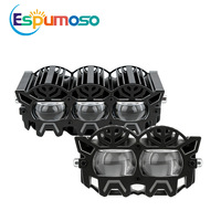 Projecteur LED externe pour moto et vélo électrique, double couleur blanc-jaune avec œil de démon rouge