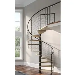 CBMmart Curved staircase spiral indoor staircase wood metal tread for villa house hotel luxury simple free design