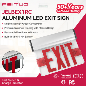 โรงงาน FEITUO ผู้ผลิต OEM ไฟฉุกเฉินแบบถอดได้ รุ่นใหม่ ทำจากอะลูมิเนียม พร้อมไฟแสดงสถานะ <span class=keywords><strong>4</strong></span> จุด ใช้แบตเตอรี่ <span class=keywords><strong>Ni</strong></span>-MH <span class=keywords><strong>8V</strong></span> สำหรับป้ายทางออกฉุกเฉิน - Product Image 1