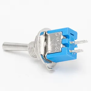 DaierTek Sub Miniature Toggle Switch On Off 2 Pin Toggle Switch SPST 2 Position Switch Toggle with Blue Base and Solder Terminal