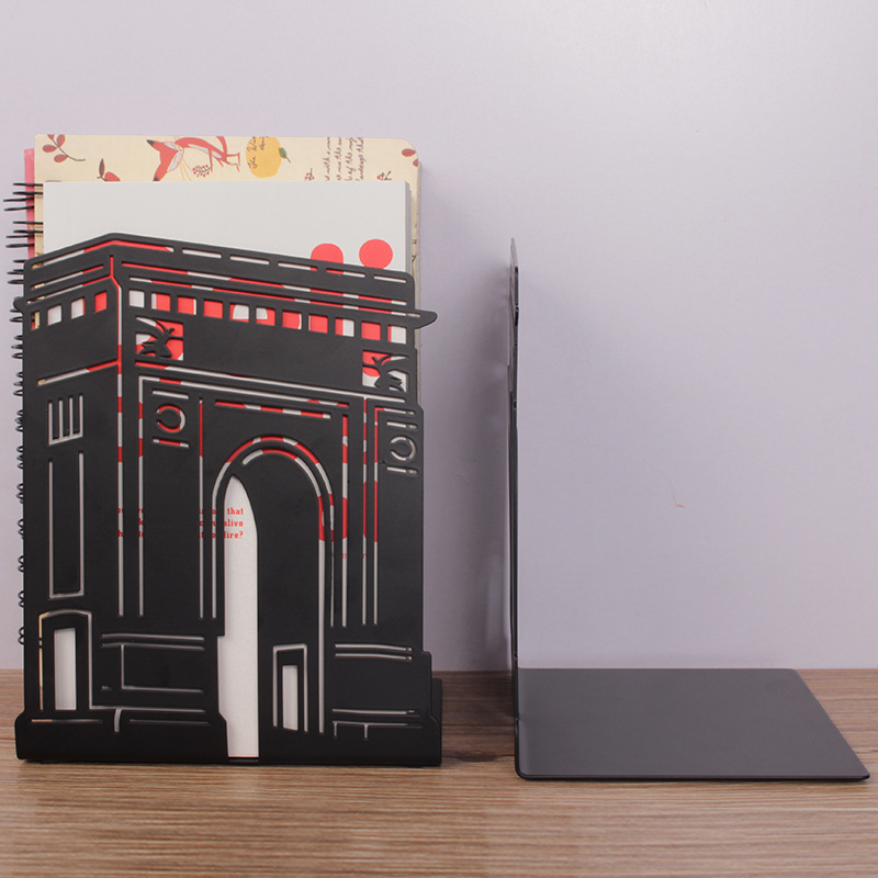 Par de soporte de libro de arco de triunfo negro