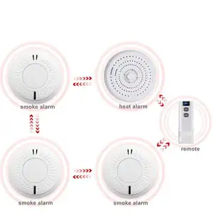ANKA alarm keamanan EN14604 persetujuan pemasangan DIY disegel baterai 10 tahun alarm detektor asap saling terhubung