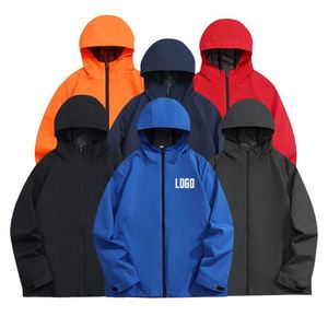 Veste de cyclisme imperméable coupe-vent unisexe à logo personnalisé, à capuche, simple couche, décontractée, avec fermeture éclair, pour le printemps et les activités de plein air - Product Image 4