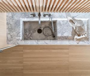 Mobili da cucina moderni in legno massello set di mobili da cucina in legno componibile da parete in marmo controsoffitto armadio da cucina - Product Image 4