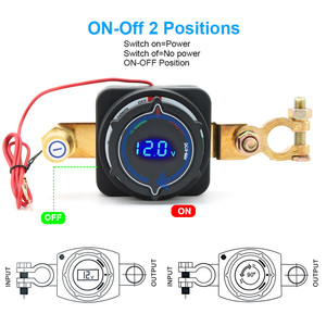 Interrupteur universel de coupure de batterie à colonne supérieure avec voltmètre pour pôles positifs et négatifs, pour applications marines, VR, voitures et camions - Product Image 5