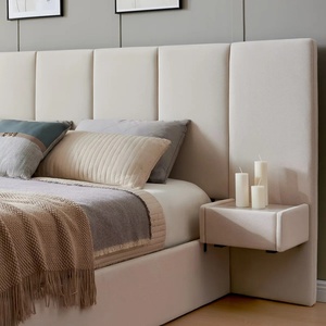 Modern Solid Wood Velvet Upholstered <b>Bed</b> Frame Headboard Queen Size & King Size Wooden <b>Bed</b> Frame - Product Image 5