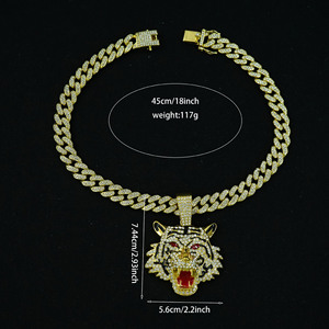 XILIANGFEIZI Herren Vintage-Stil Vollbesetzter Tigerkopf-Anhänger mit Roten Augen und Rotem Mund, Emailliert, Hip-Hop-Design, Großhandel - Product Image 4