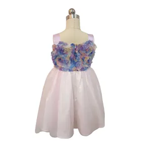 2023 Summer Silhouette Ball Gown Sleeveless Floral Pattern Tulle Dress for Child Girl Plus Size Baby Flower Girl Wedding Dress