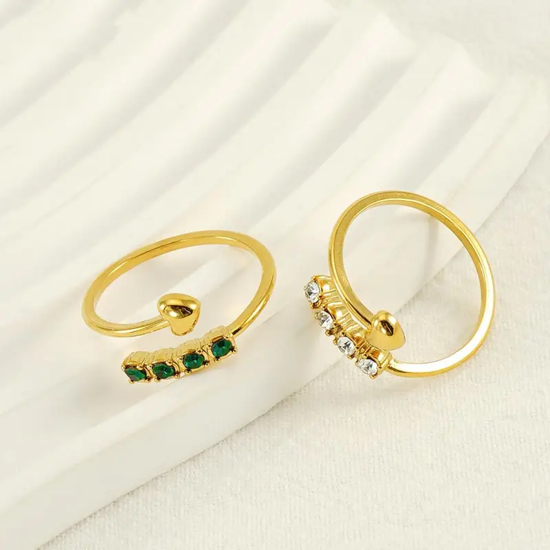 Produsen grosir cincin kristal kualitas tinggi cincin mode baja tahan karat perhiasan wanita